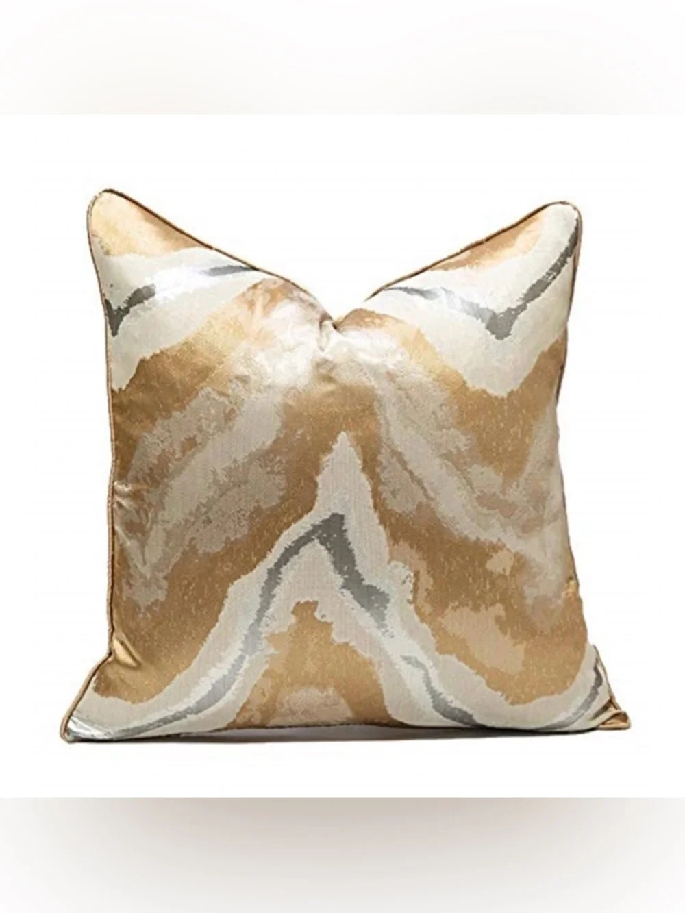 Decorative Pillow Cover SQUARE 20x20” METALLIC GOLD SILVER